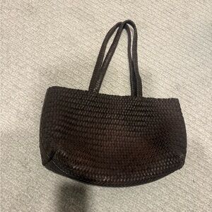 Dark Brown Woven Leather Tote